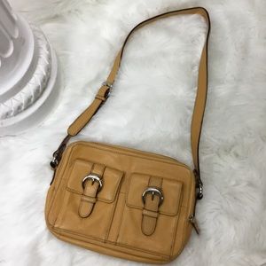 Tignanello Mustard Leather Crossbody Organizer Bag